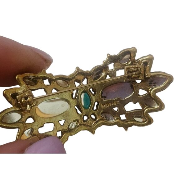 Vintage Monet Signed Acrylic Gemstone Brooch (A4905) - Picture 4 of 6